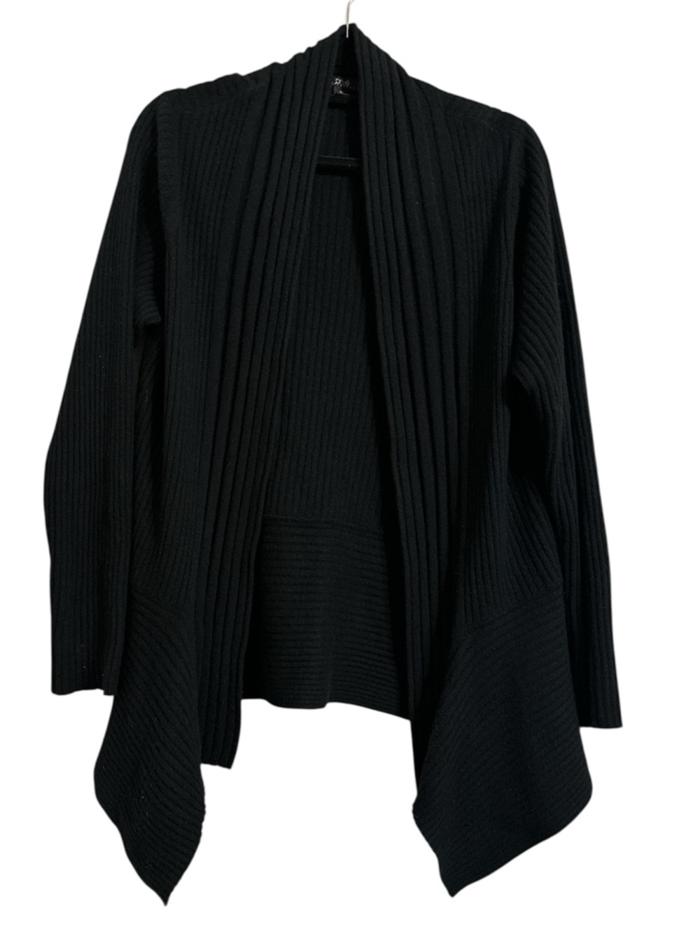 Prive 100% Cashmere Open Front Ribbed Cardigan Sweater Size XL Black